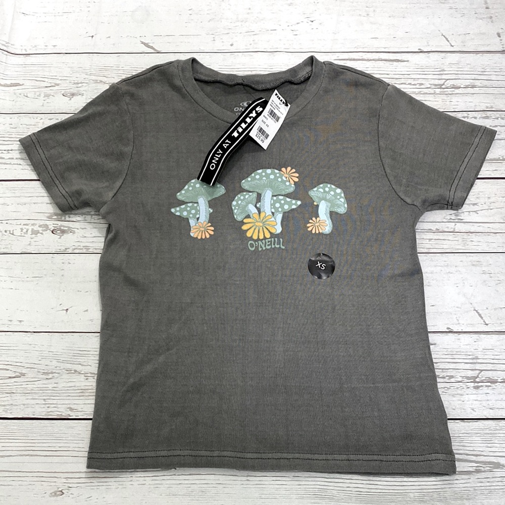 NWT O’Neill Mushroom Baby Doll Tee Shirt Knit Top Surfer VSCO Cotton Extra Small